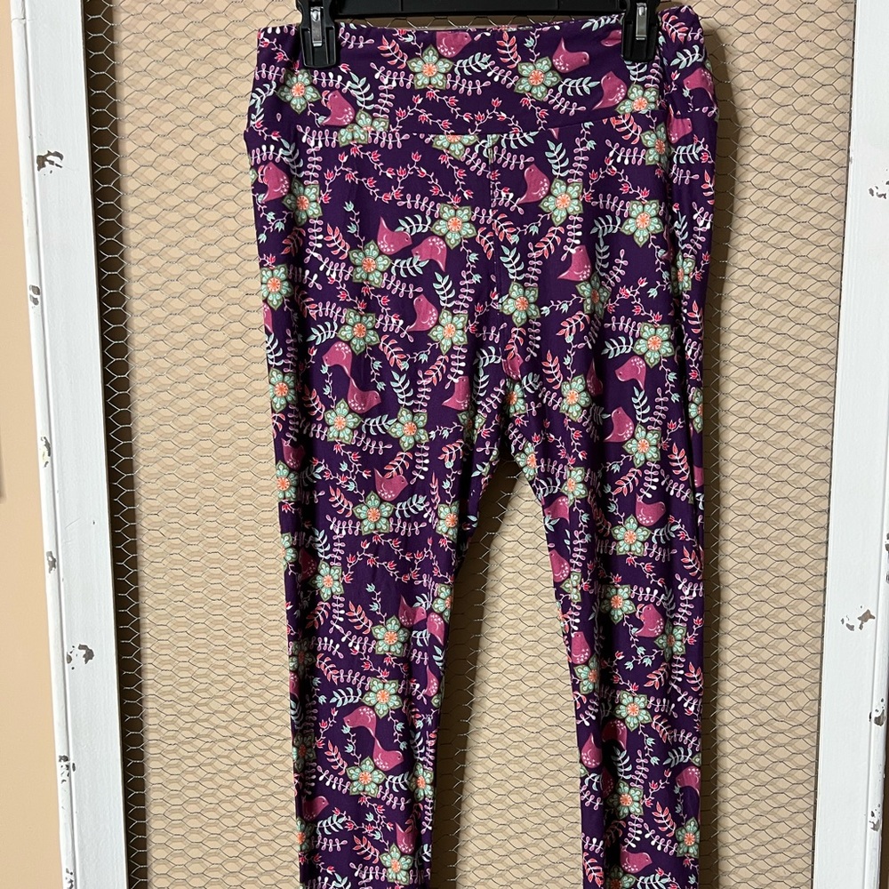 LuLaRoe Leggings TC Birds/Flowers
